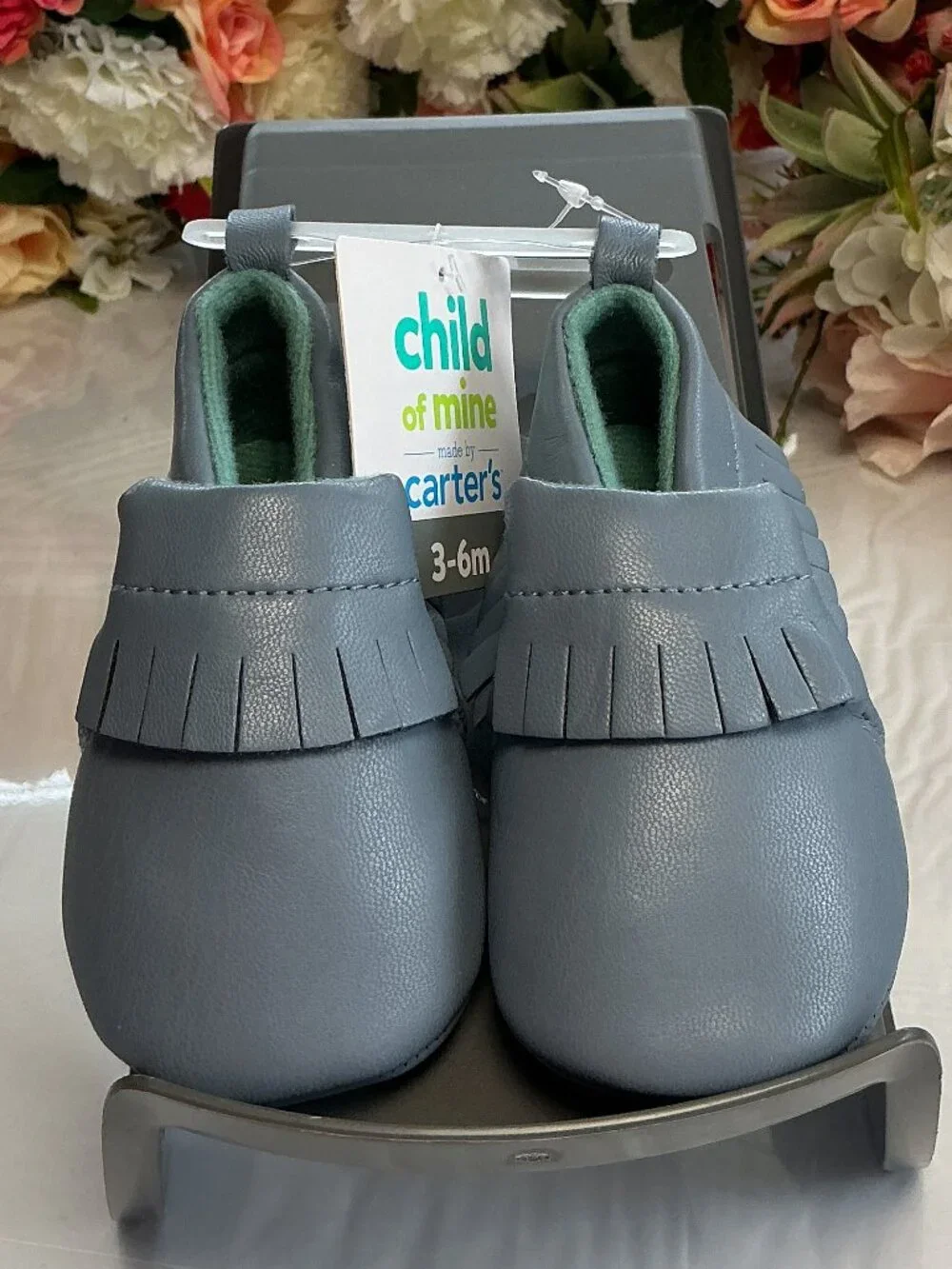3/$20 Bundle 🌈 Child of Mine Carter’s Baby Moccasin Crib Shoes Blue 3–6M NWT